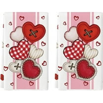 qefuia Pink Stripe Heart-Shaped Buttons Valentine''s Kitchen Towels Dish Towels, 18x26 Inch Farmhouse Wedding Decoration Hand Towels Set of 2
