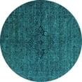 thumbnail image 1 of Ahgly Company Machine Washable Indoor Round Oriental Turquoise Blue Industrial Area Rugs, 3' Round, 1 of 4