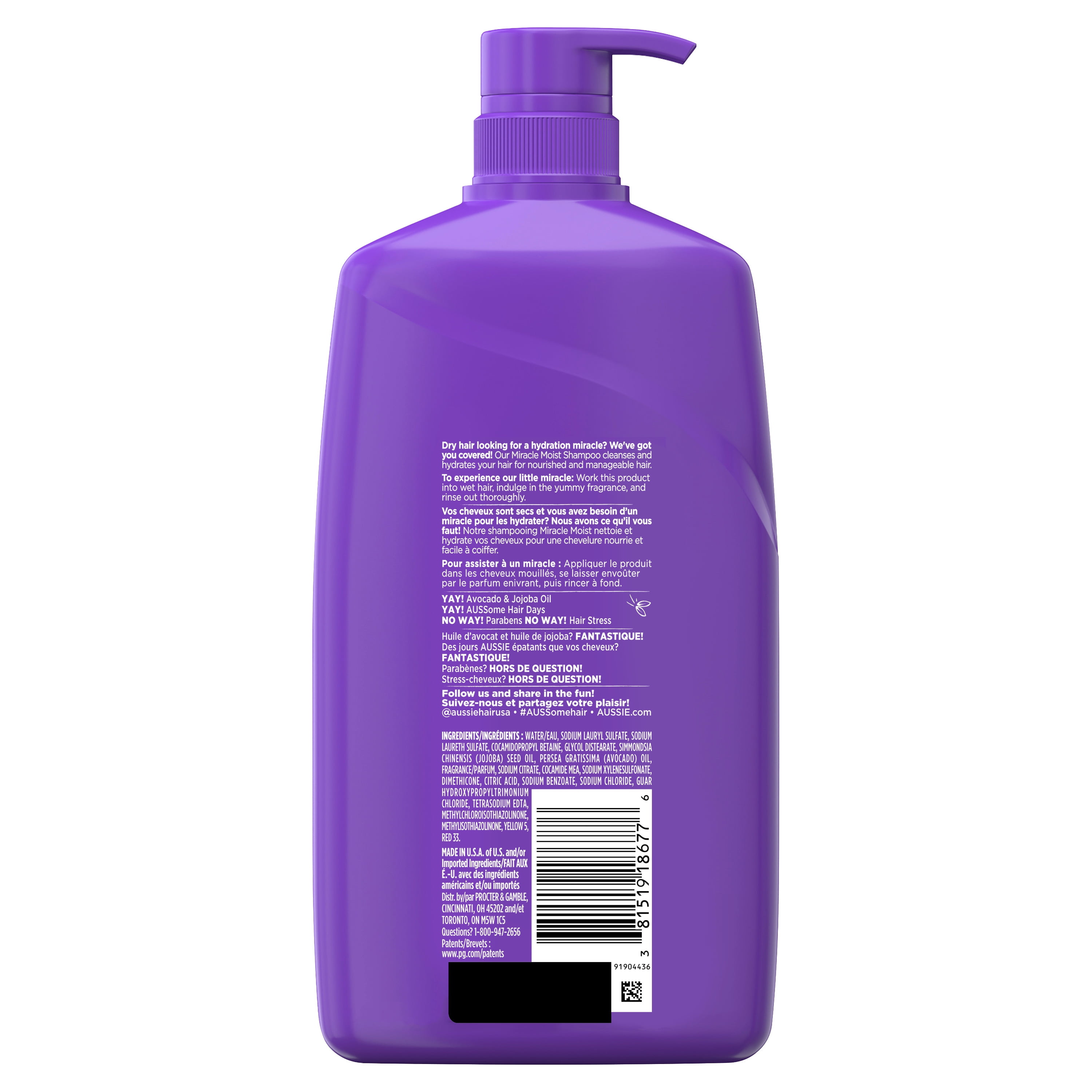 Aussie Miracle Moist Shampoo with Paraben Free, 26.2 fl -