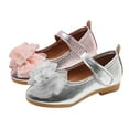 thumbnail image 5 of Zanarzt Toddler Girls Princess Dress Shoes Girls Toddler Little Ballet Shoes Flower Girls Mary Jane Flats Dress Shoes Party Wedding Silver,US 7, 5 of 9