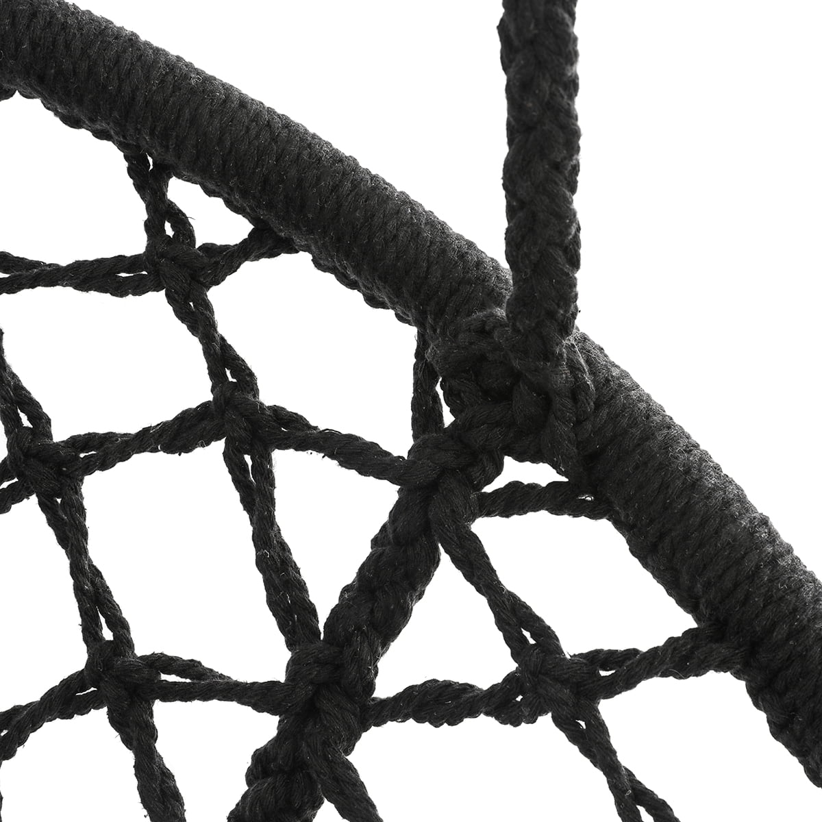 KWANSHOP Hanging Hammock Chair Macrame Swing Seat Mesh, Handmade Knitted Hanging Cotton Rope Chair for Indoor/Outdoor Home Patio Garden Back Yard, Black