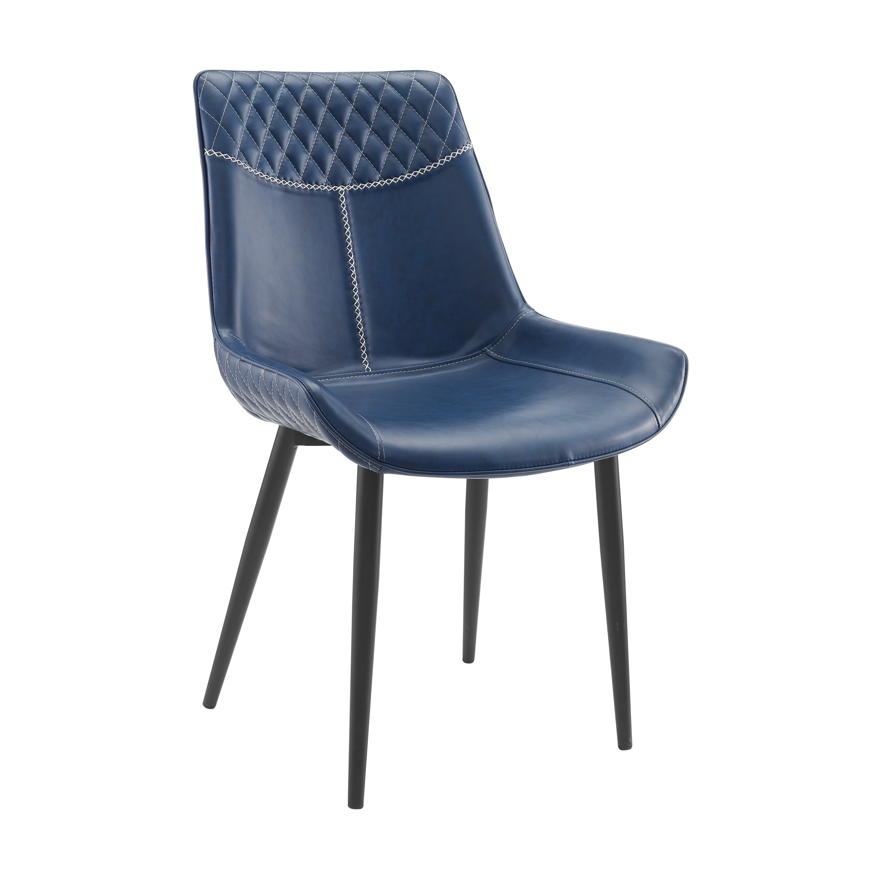 Linon Marcum Dining Chairs, Set of 2, Blue Faux Leather