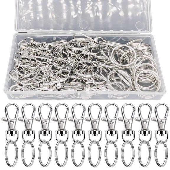 Januofit 60 Pcs Premium Swivel Lanyard Snap Hook with Key Rings, Metal Lobster Clasp Keychain Hooks for Lanyard Crafting
