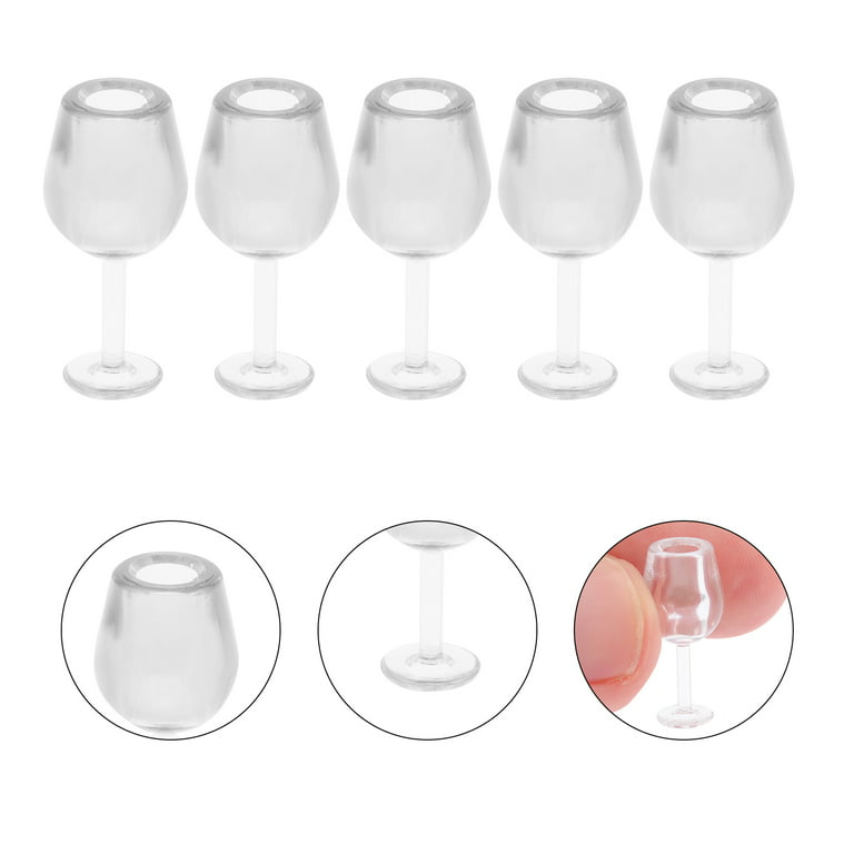 Ipetboom Dollhouse Wine Glasses, 10pcs Mini Shot Glass Tiny Wine Glass  Dollhouse Miniatures Glasses Toys Goblets Cups Model Feature