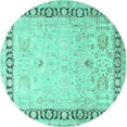 thumbnail image 1 of Ahgly Company Machine Washable Indoor Round Persian Turquoise Blue Traditional Area Rugs, 8' Round, 1 of 4