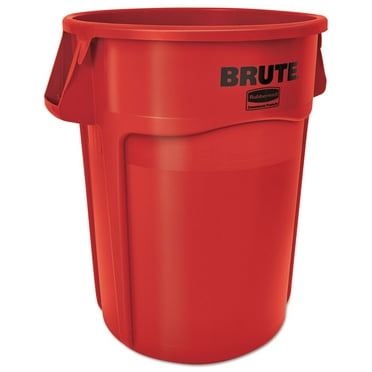 Rubbermaid Commercial Vented Round Brute Container, 44 gal, Plastic, Red