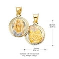 thumbnail image 3 of Ioka-14K Tri Color Gold Diamond Cut Double Side Stamp Virgin Mary Baptism Charm Pendant with 1.5mm Valentino Chain Necklace - 18", 3 of 6