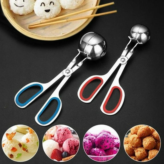 WHAMVOX Stainless Steel Meatball Maker Kitchen Gadget with Blue Handle for Easy Meatballs and More Size L