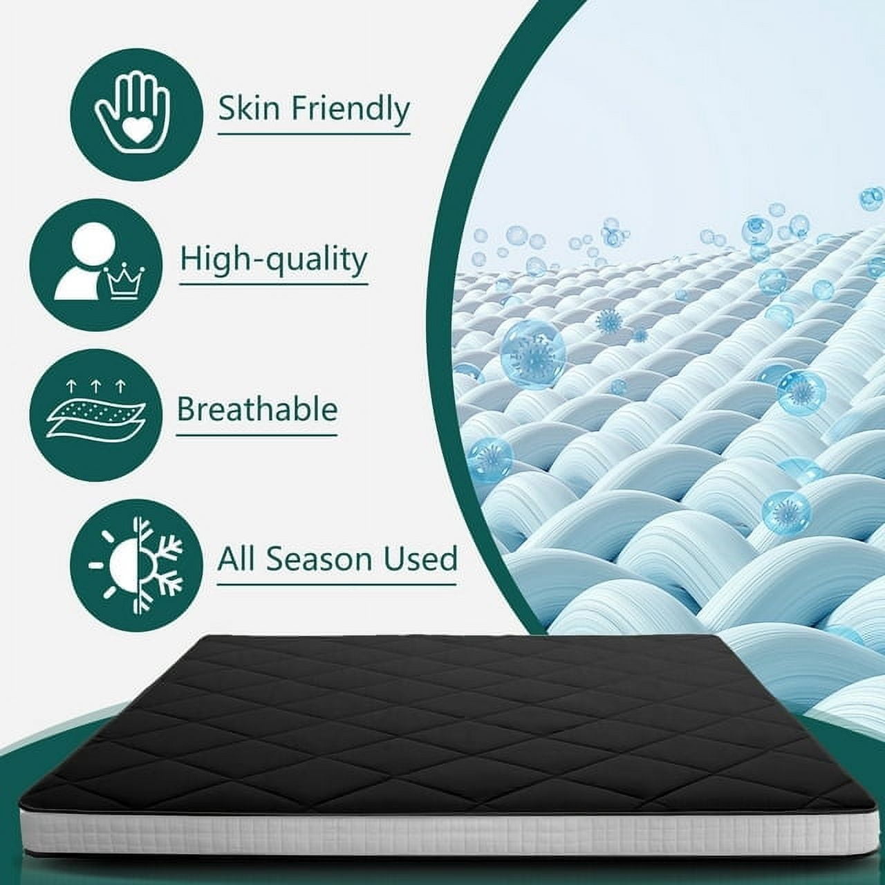 ABORON Futon Mattress , Padded Japanese Floor Mattress for Adults , Extra Thick Folding Sleeping Pad with Bandage and Storage Bag