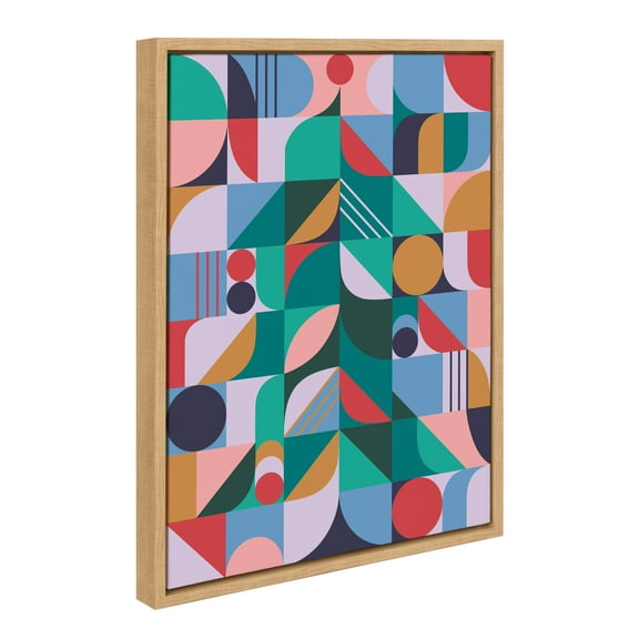 Kate and Laurel Sylvie MCM Christmas Tree Framed Canvas Wall Art by Rachel Lee of My Dream Wall, 18x24 Natural, Mid-Century Modern Abstract Christmas Art