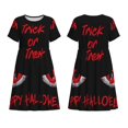 thumbnail image 3 of Bixox Robe d'Été à Manches Courtes pour Femmes Robe Ample Longueur Genou avec Poches-Joyeux Halloween2, 3 of 7