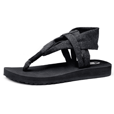 

Needbo Women s Yoga Mat Flip Flops Comfortable Summer Casual Beach Sling Flat Sandals-Black Size 13