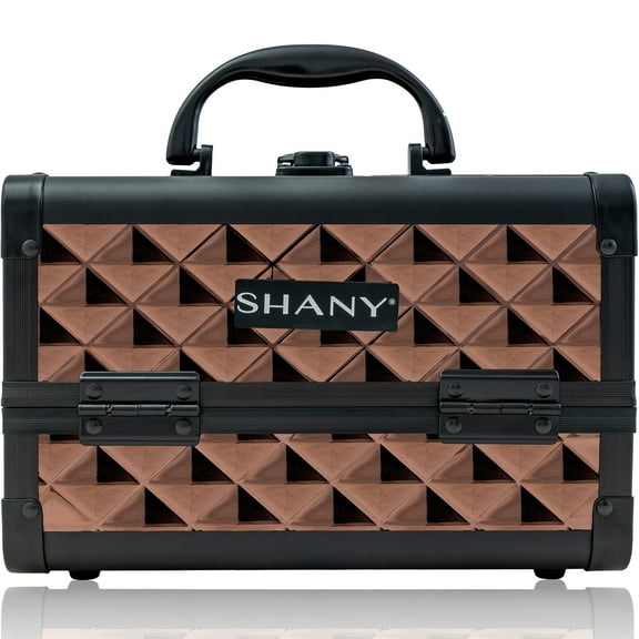 SHANY Chic Makeup Train Case Cosmetic Box Portable Makeup Case Cosmetics Beauty Organizer Jewelry storage with Locks , Multi trays Makeup Storage Box with Makeup Mirror - Copper