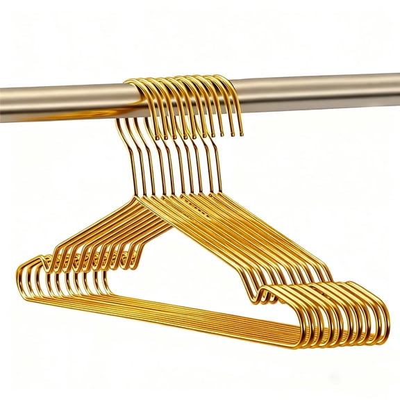 Clothes Hangers Coat Hangers Wire Hangars Bulk Metal Hanger Non Slip Heavy Duty Clothing Hangar Space Saving Thin Hangars Stainless Steel Hanger for Clothes, 16.5 Inch Gold
