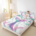 thumbnail image 4 of jejeloiu Cartoon Mermaid Animals Twin Sheet Sets,Colorful Cute Sealife Bedding For Girls Teens 3 Pieces, 4 of 7