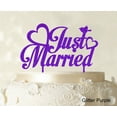thumbnail image 1 of Just Married Wedding Cake Topper Custom Name Cake Topper Color Option Available 5-7 Inches Wide, 1 of 1
