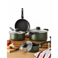 thumbnail image 3 of Mainstays 7-Piece Non-Stick Cookware Set With Lids in Mossy Green, 3 of 10