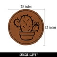 thumbnail image 2 of Hand Drawn Prickly Pear Cactus Doodle 2.5" Faux Leather Round Engraved Iron-On Patch - Brown, 2 of 6