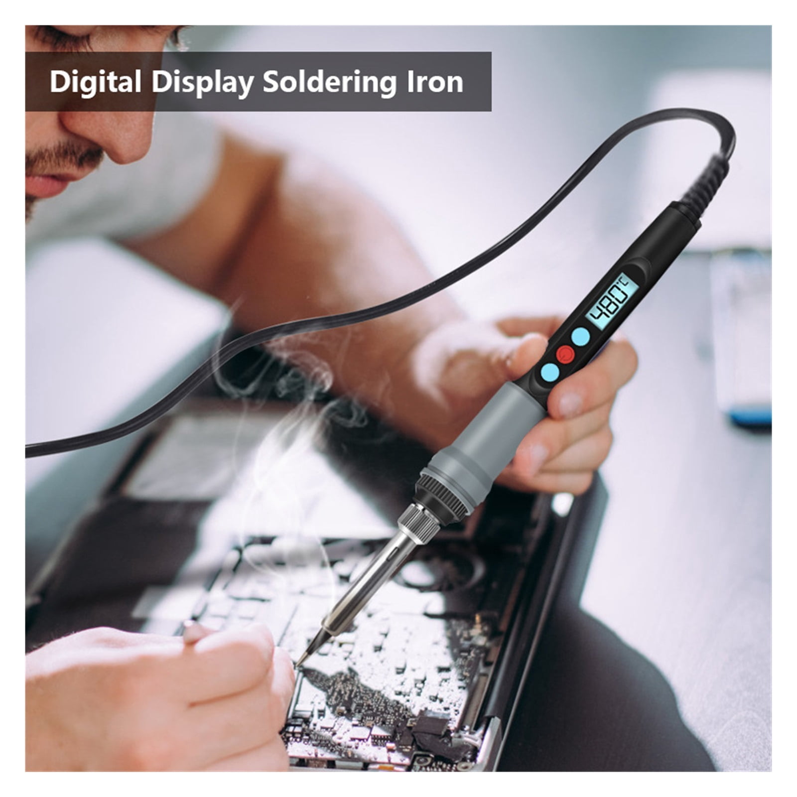 90W Electric Soldering Iron Adjustable Temperature Digital LED Display Electronic Welding Repair Tools Solder Tin Iron Tips ,Internally Heated