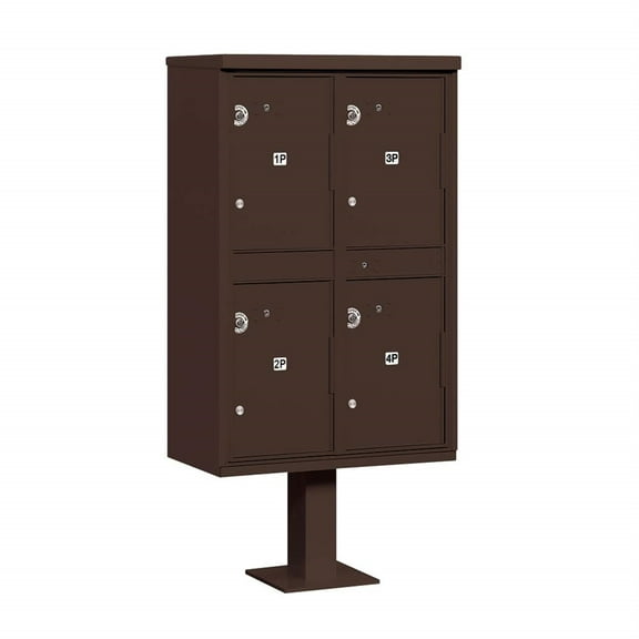 Outdoor Parcel Locker with 4 Compartments in Bronze with USPS Access Type II