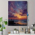 thumbnail image 4 of Yellow Sea Fantasy Canvas Art, Moon Comet Starry Sky Painting, Red Blue Cloud Interior Decor, 4 of 8