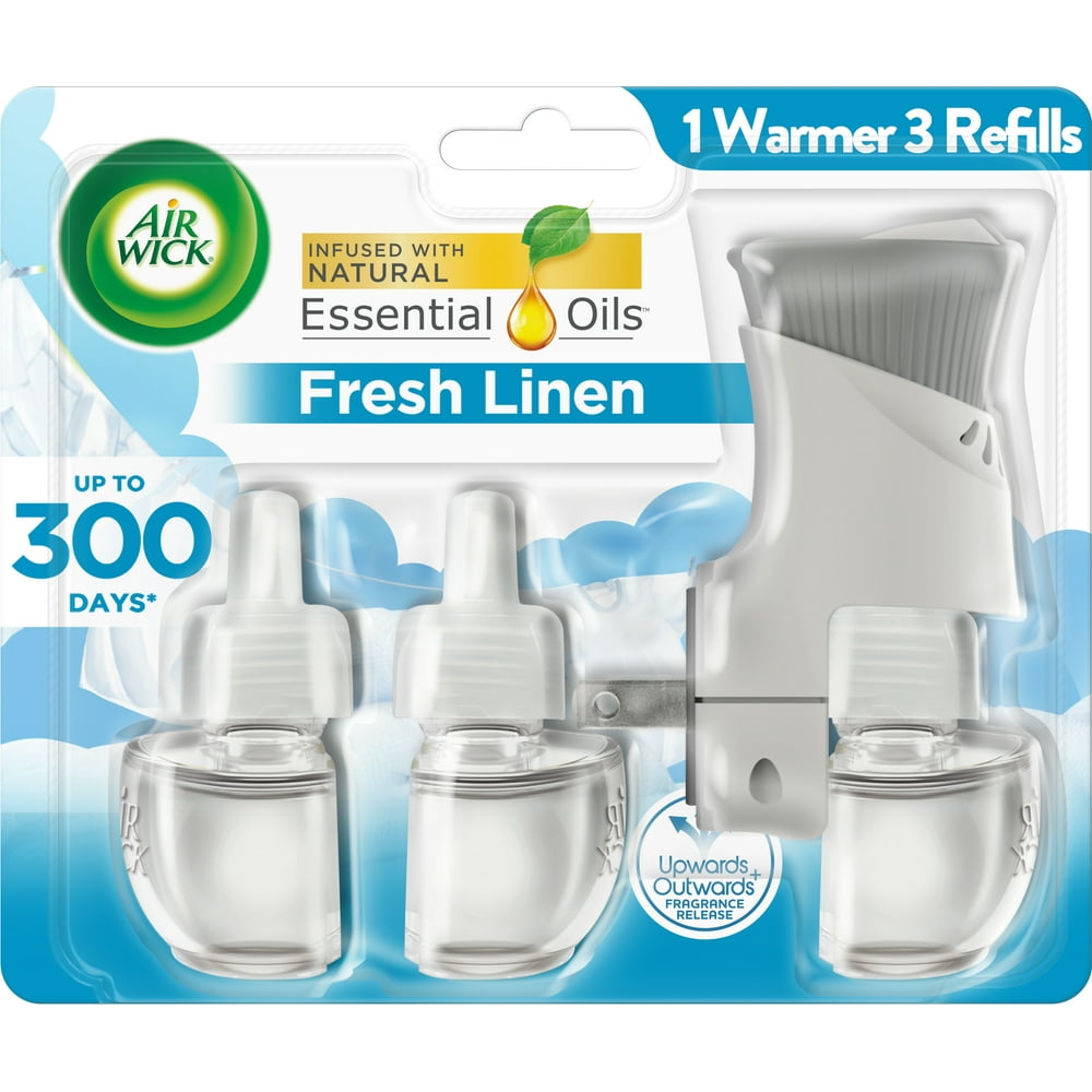 Air Wick Plug in Scented Oil Starter Kit (Warmer + 3 Refills), Fresh