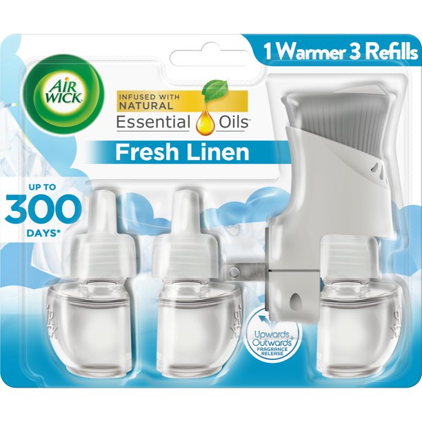 Air Wick Plug in Scented Oil Starter Kit (Warmer + 3 Refills), Fresh