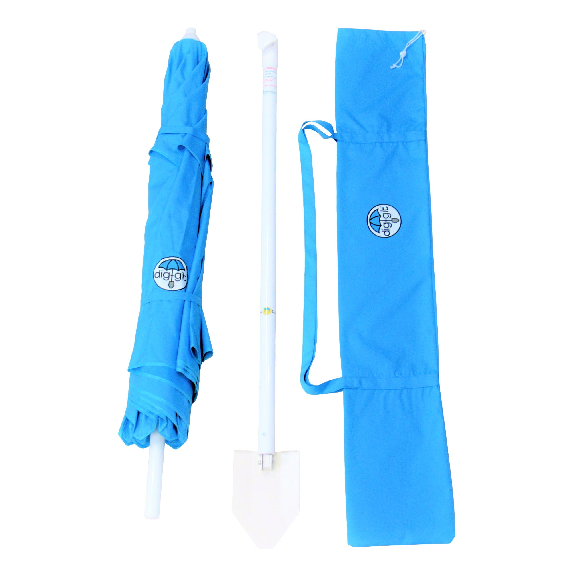 Buy diggit Beach Umbrella wind resistant, Aqua blue vented with shovel