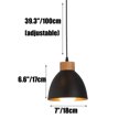 thumbnail image 2 of Mini lámpara colgante de madera de metal negro, pequeña lámpara colgante de estilo industrial clásico, estilo rústico retro, iluminación colgante de granja para cocina, fregadero, bar, comedor, mesita, 2 of 7