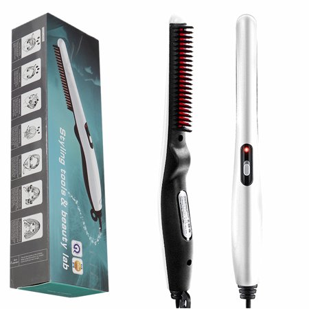 Mens Beard Straightener Brush Electric Ionic Faster Quick Heated