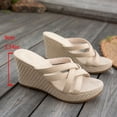 thumbnail image 4 of Platform Espadrilles Sandals for Women Wedges Heels Slip on Slides Casual Open Toe Strappy Beach Shoes White Size 8, 4 of 7