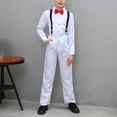 thumbnail image 4 of Owordtank 3 Pieces Boys Suits Formal Dresswear Kids Dress Shirt with Bowtie Suspender Pants Outfit Sets Gentleman Wedding Suit, 4 of 4