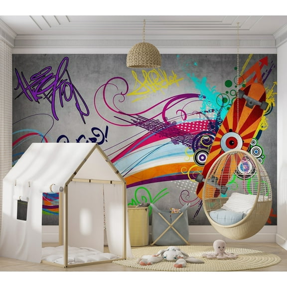Street Art Wallpaper Wall Mural - Skateboard Swirls