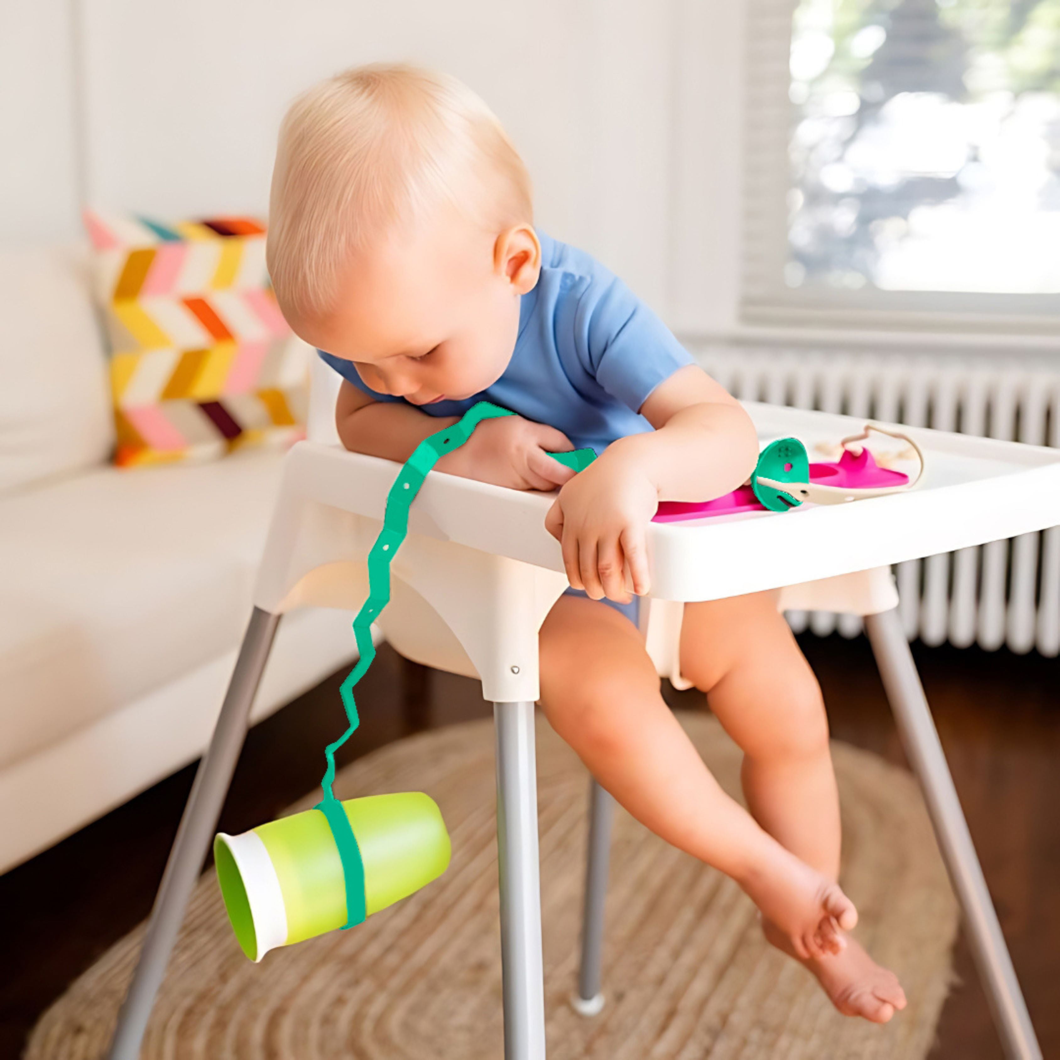 Busy Baby Food-Grade Silicone, BPA-Free Sippy Cup and Bottle Bungee Strap, Spearmint