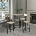 thumbnail image 3 of Counter Height Table Set of 3, Breakfast Bar Table and Stool Set, Minimalist Dining Table with Backrest Stools, Wood Top Pub Table & Chair Set for Kitchen Apartment Bistro - Grey, 3 of 8