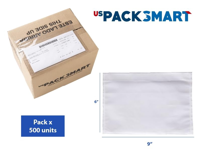 USPACKSMART 500 Units, 6"x8.5" Clear Packing List Shipping Label Envelopes - Heavy Duty Adhesive, Ideal for Labels, Invoices & Documents