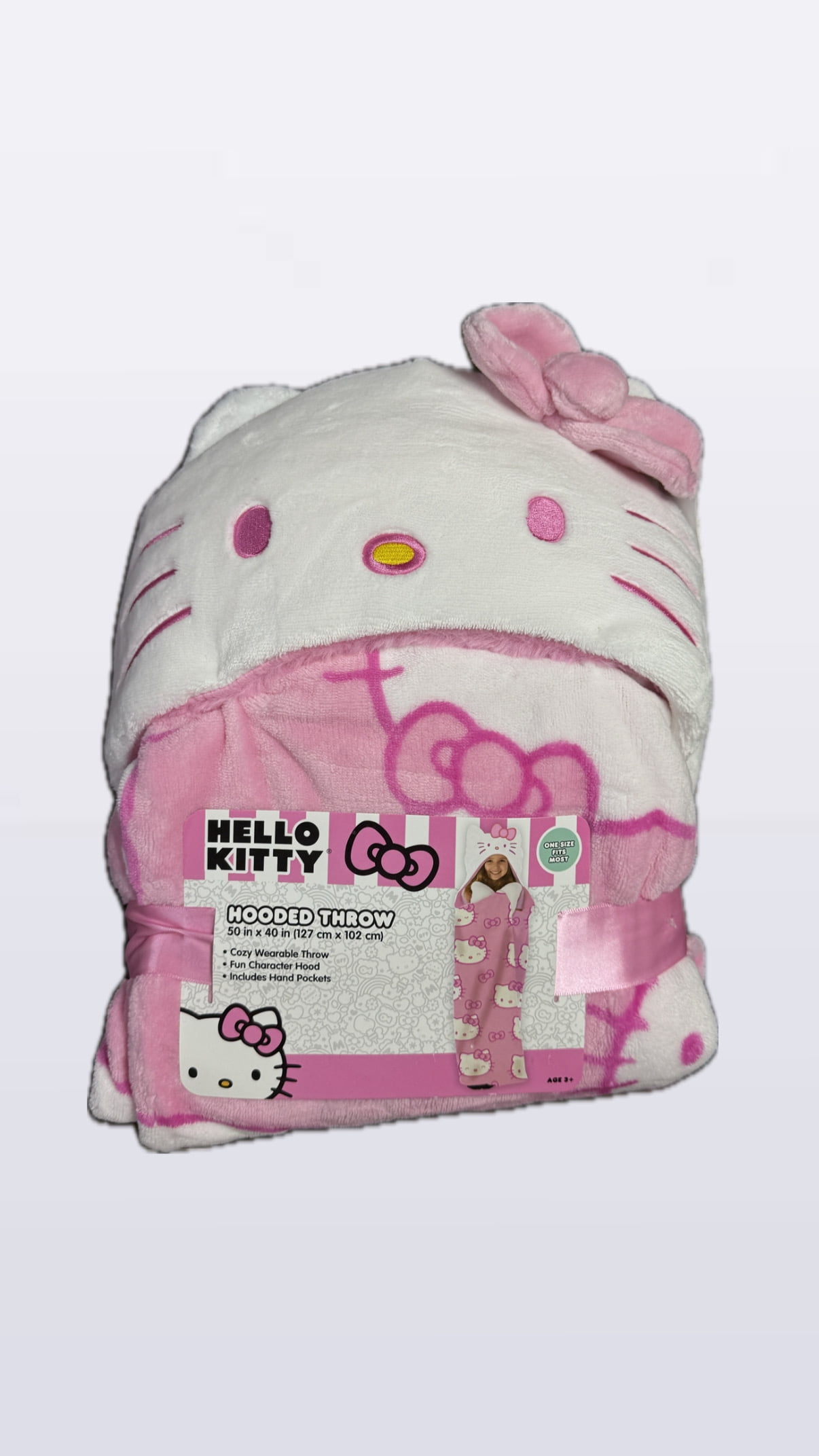 Kids’ Plush Hooded Throw with Faux Fur Lining, 40" x 50" (Hello Kitty)