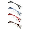 thumbnail image 3 of 4 Pairs Lightweight Transparent Clear Rectangular Unisex Readers with Spring Hinge - Reading Glasses +1.75, 3 of 3
