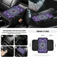 thumbnail image 5 of Yuyamidu Purple Car Front Seat Covers Set of 12 Boho Flower Blossom Steering Wheel Cover Seatbelt Cushion Pads Center Console Cover Trash Bin Air Vent Bag Rearview Mirror Cover Cup Holders Keychain, 5 of 7