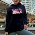 thumbnail image 2 of Sarcasm Queen, Pink Text Girl Quote, Sarcastic Girls Merch Gift, Navy Blue Hooded Sweatshirt or Hoodie, Medium, 2 of 5