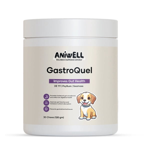 Aniwell GastroQuel Dog Probiotic Chews | Pumpkin & Manuka Honey | Dog Diarrhea & Upset Stomach Support | Gas Relief for Dogs | All Ages & Breeds