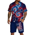thumbnail image 2 of Men's 2 Piece Summer 4th of July Outfits Button Down Short Sleeve Shirt and Shorts Textured Summer Set, 2 of 6