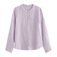 thumbnail image 6 of HYwys Spring Tops Women 2024 Summer Autumn Fashion Loose Standing Collar Long Sleeved Solid Color Shirt Thin Jacket Ladies T Women s Blouses Pink M, 6 of 6