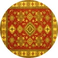 thumbnail image 1 of Ahgly Company Indoor Round Geometric Yellow Traditional Area Rugs, 7' Round, 1 of 4