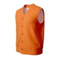 thumbnail image 6 of Mens V Neck Knitted Sweater Vest Sleeveless Button Down Cardigan Classic Business Casual Gilet Spring Fall Orange XXXXXL, 6 of 9