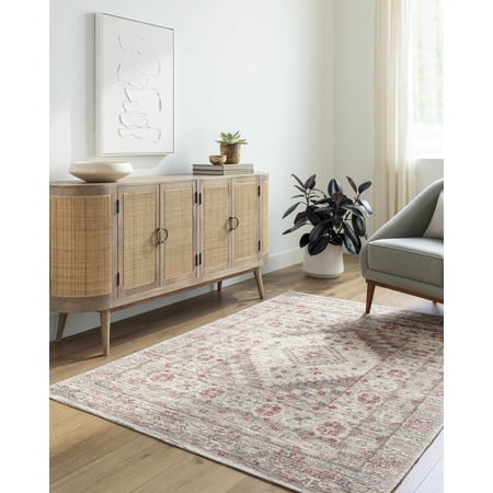 Hauteloom Liam Living Room, Bedroom Bohemian Medallion Area Rug - Oriental - Brown, Beige, Red, Orange - 9'10" x 13'