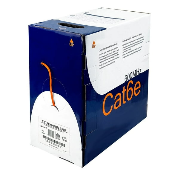 NetStrand 1000ft Solid Cat6e Cable - 23AWG 600MHz CMR, ETL - Orange