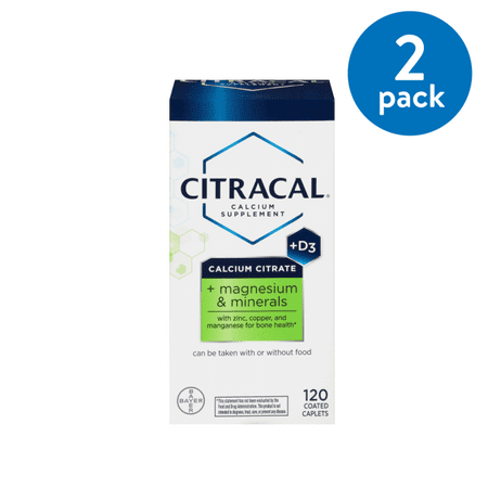 (2 Pack) Citracal Plus Magnesium & D3 Calcium Citrate Caplets, 500mg, 120 (Best Magnesium Citrate Supplement Brand)