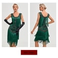 thumbnail image 6 of 1920s Vintage Dress Summer Fringe Beaded Great Gatsby Flapper Evening Dress Party Cocktail Prom,S,Dark Green, 6 of 7