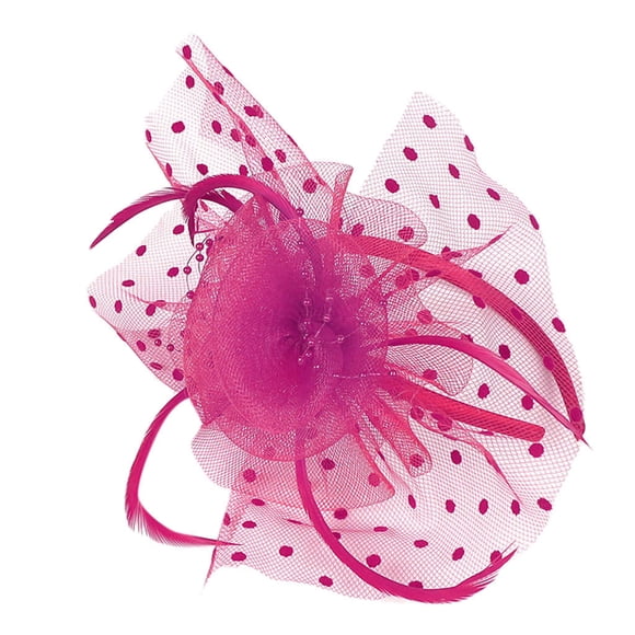 Outfmvch Accessoires pour Cheveux pour Femmes Nœuds pour Cheveux pour Femmes Fleur Cocktail Fête de Thé Couvre-Chef Plumes Chapeau Haut pour Femmes Pinces à Cheveux Rose Vif Taille Unique